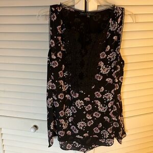 White House Black Market black & purple sleeveless top‎ Small NWOT